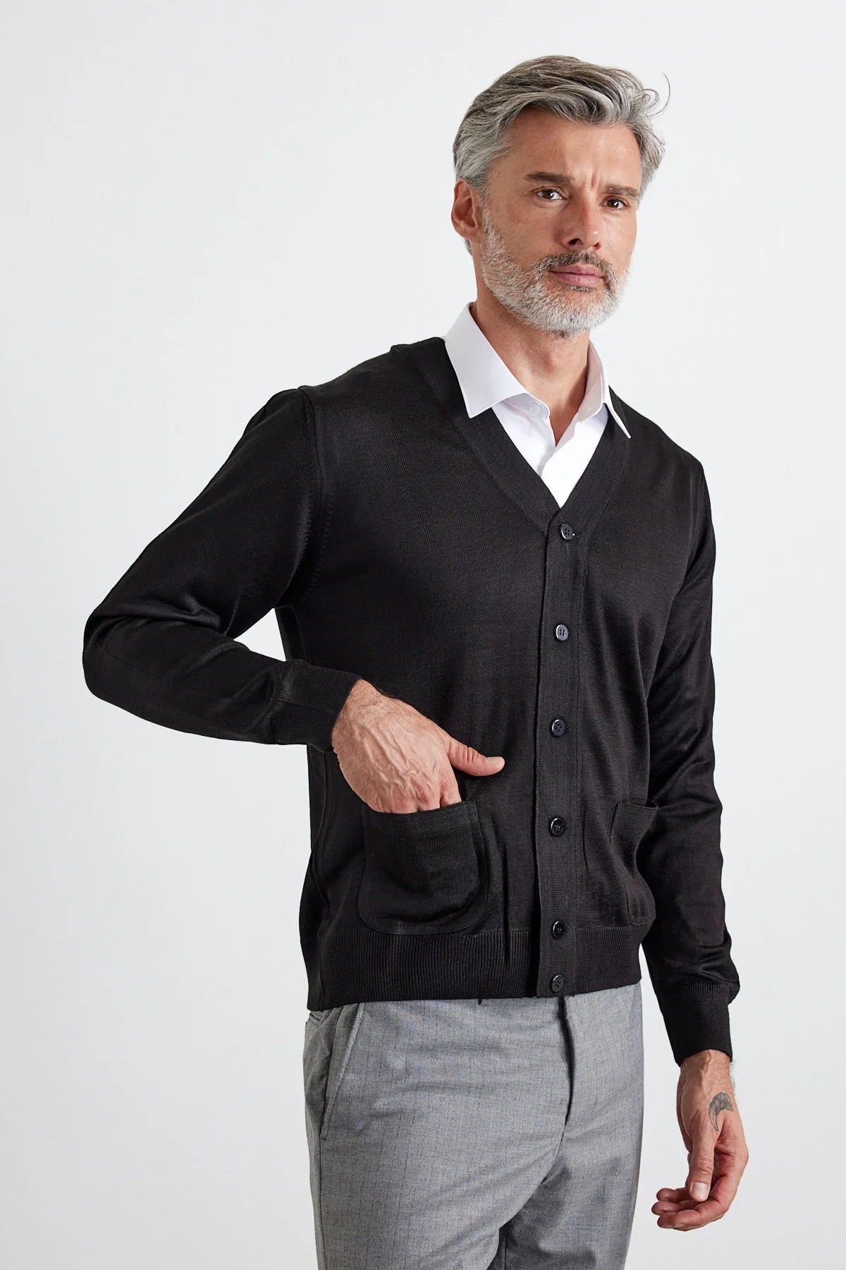 Erkek Standart Fit Normal Kesim Cepli Triko Hırka - Livio Ferri