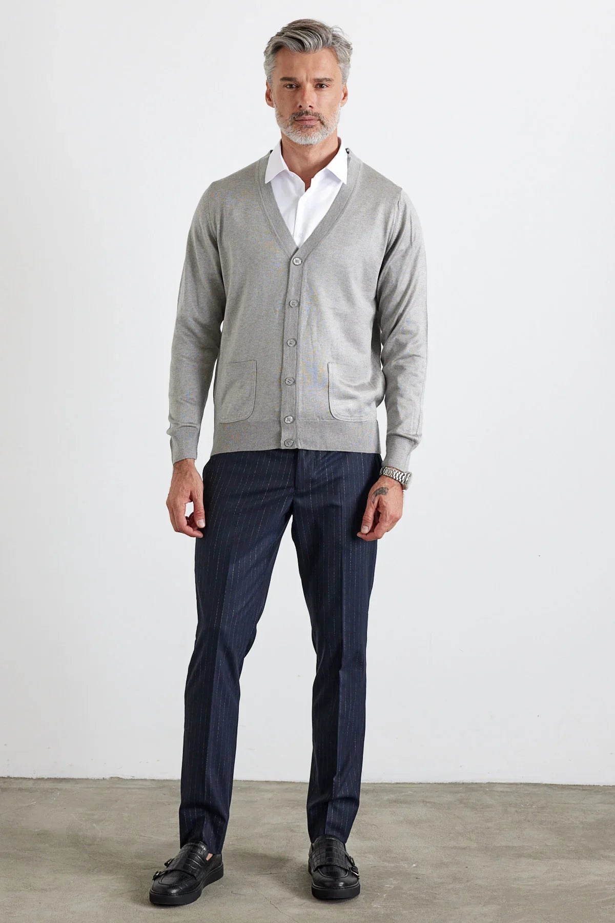 Erkek Standart Fit Normal Kesim Cepli Triko Hırka - Livio Ferri