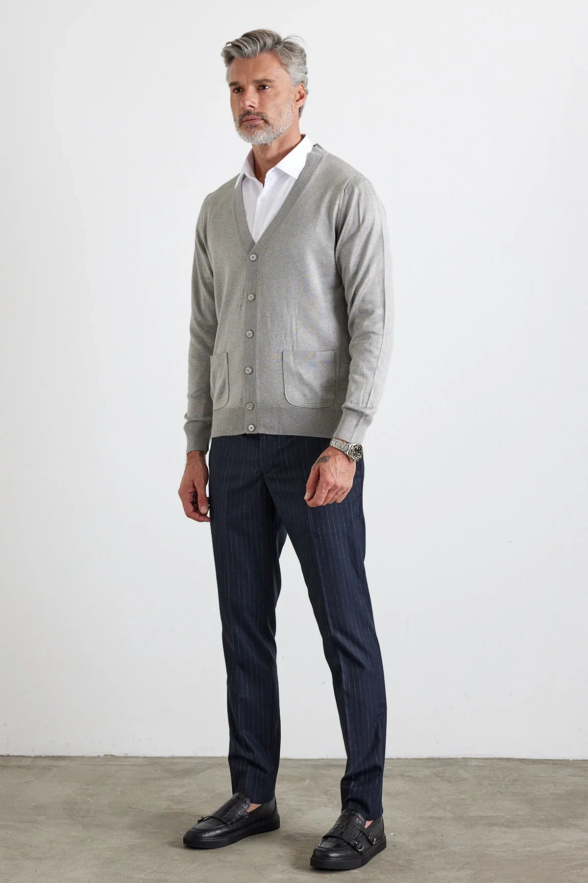 Erkek Standart Fit Normal Kesim Cepli Triko Hırka - Livio Ferri