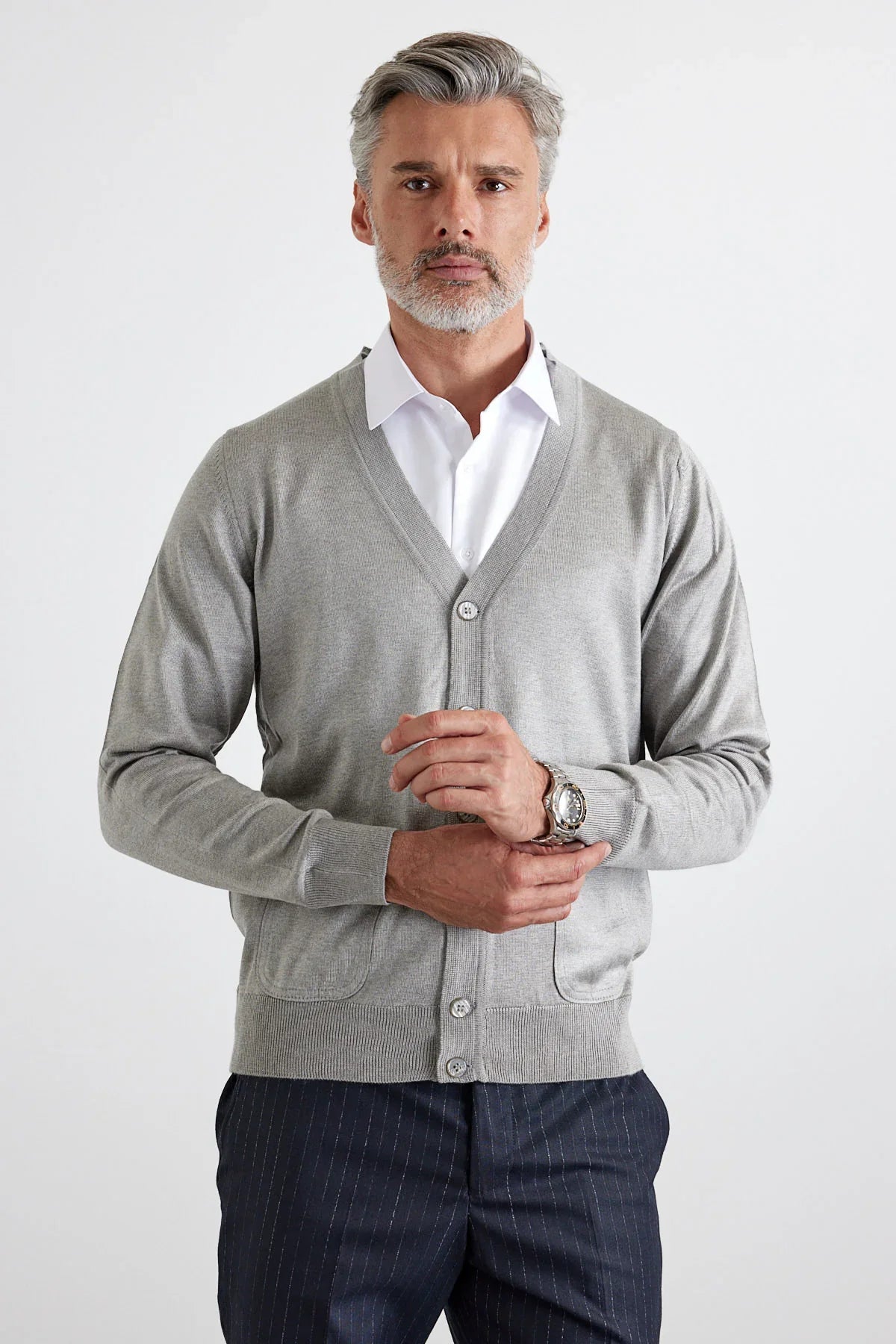 Erkek Standart Fit Normal Kesim Cepli Triko Hırka - Livio Ferri