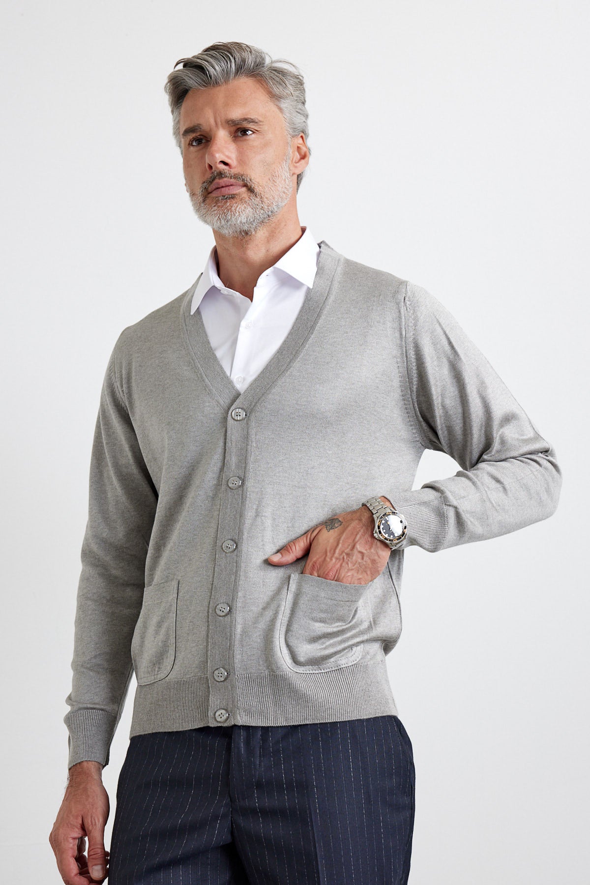 Erkek Standart Fit Normal Kesim Cepli Triko Hırka - Livio Ferri