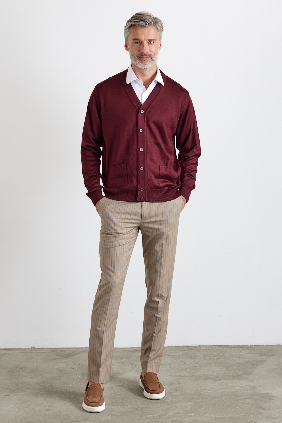 Erkek Standart Fit Normal Kesim Cepli Triko Hırka - Livio Ferri