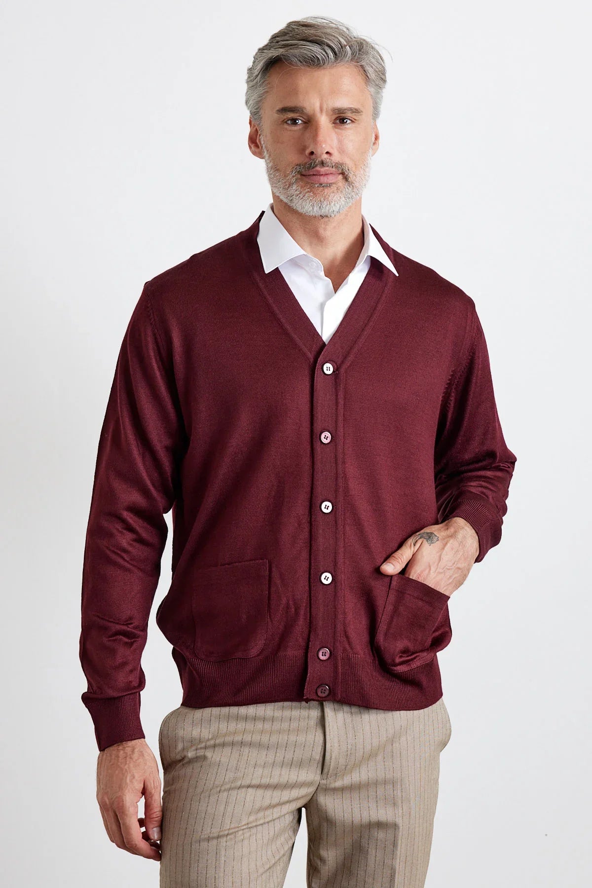 Erkek Standart Fit Normal Kesim Cepli Triko Hırka - Livio Ferri