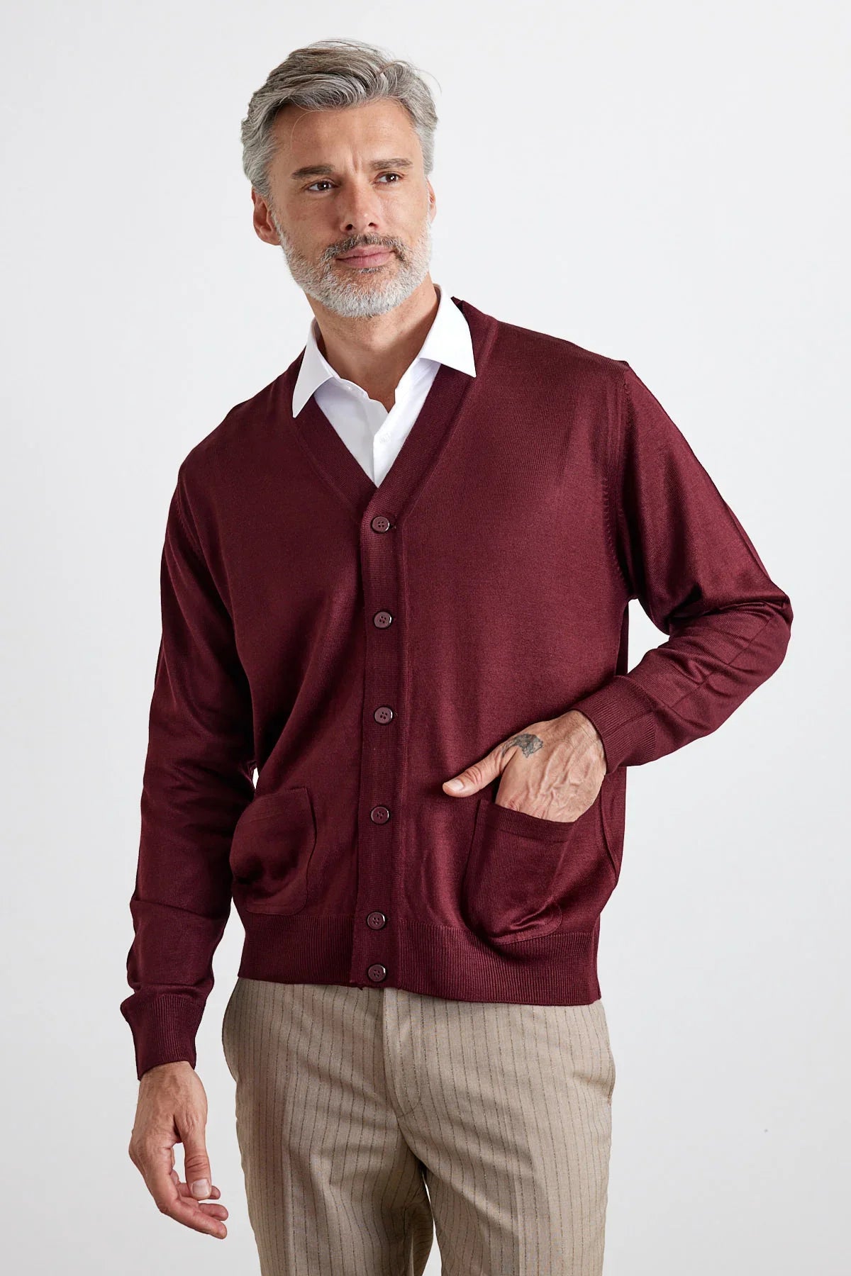 Erkek Standart Fit Normal Kesim Cepli Triko Hırka - Livio Ferri