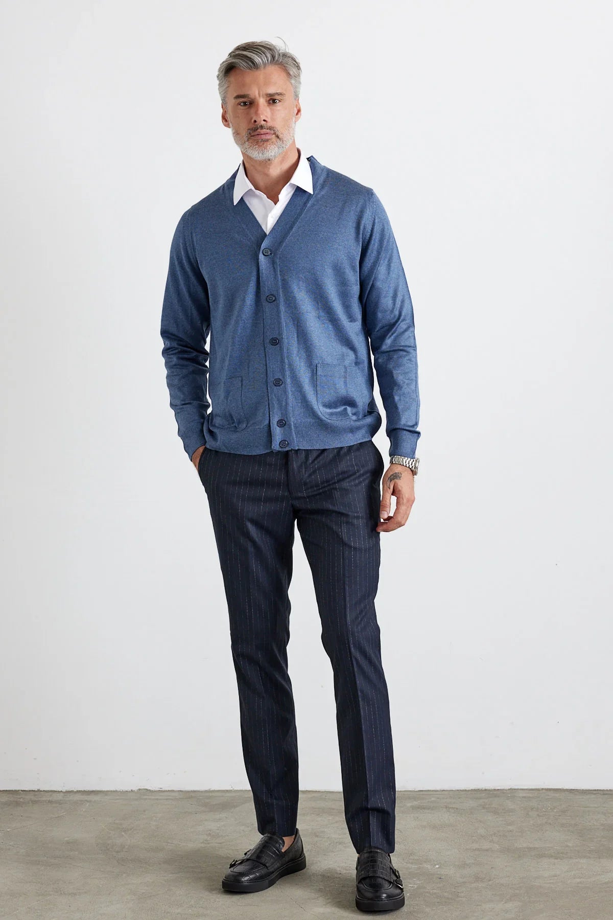 Erkek Standart Fit Normal Kesim Cepli Triko Hırka - Livio Ferri