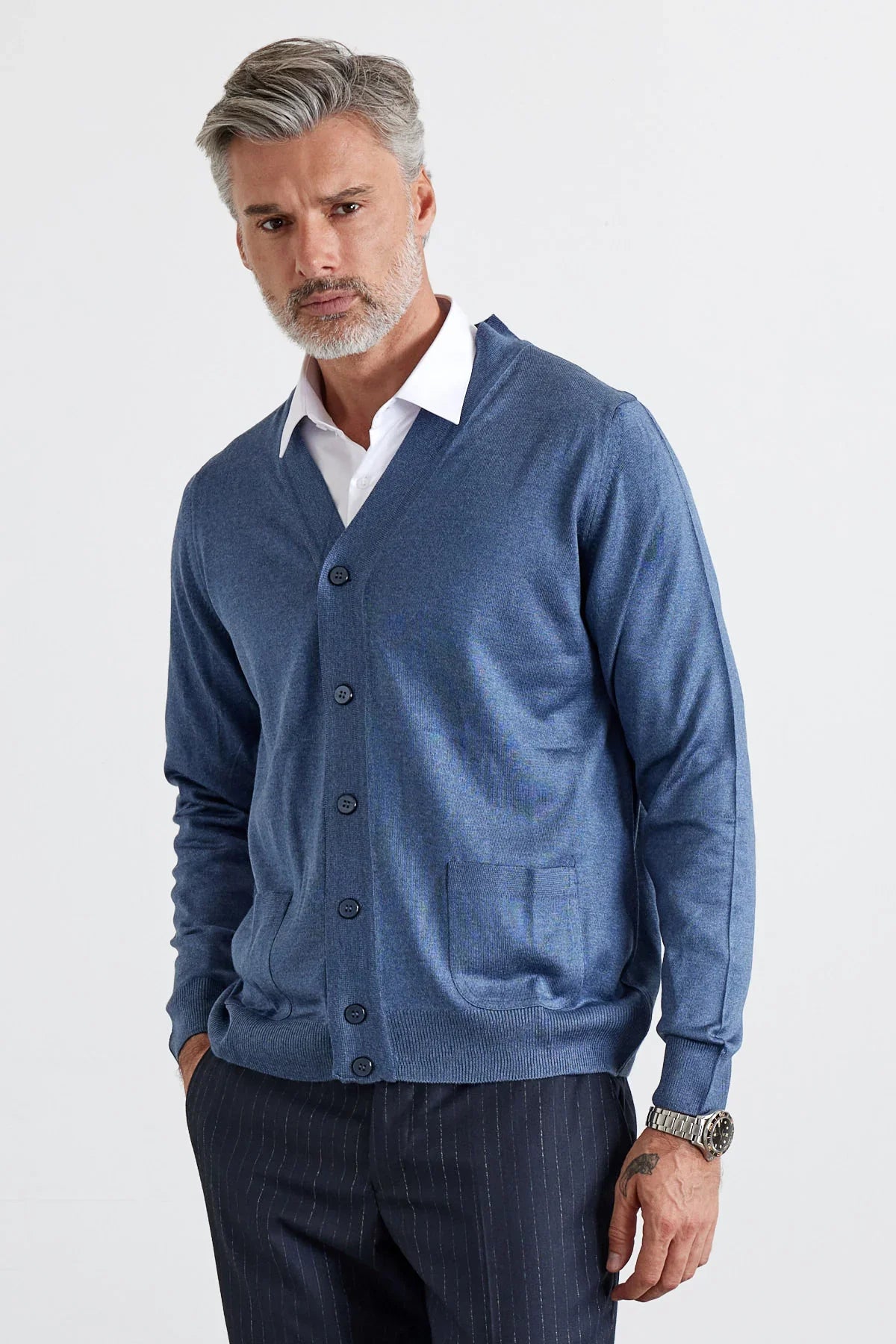 Erkek Standart Fit Normal Kesim Cepli Triko Hırka - Livio Ferri