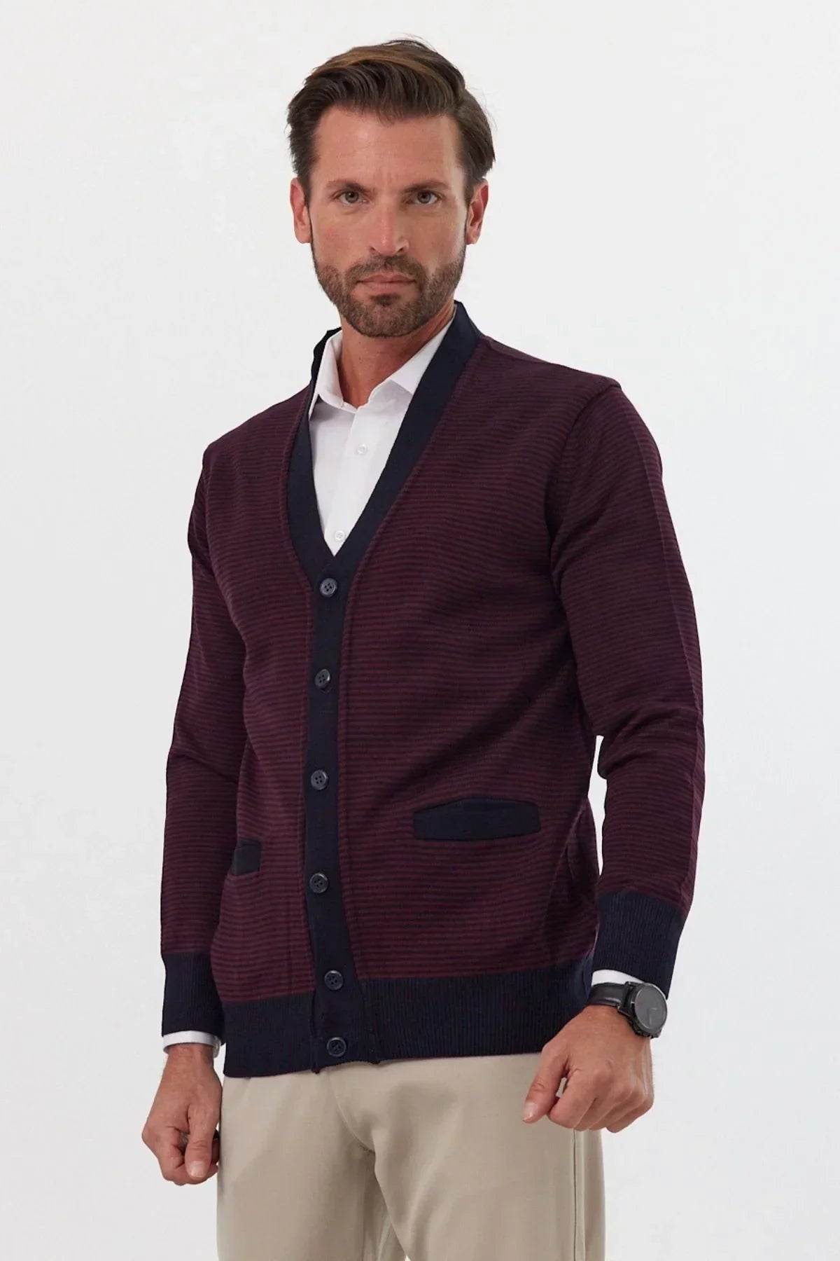 erkek-standart-fit-normal-kesim-cepli-hirka-triko-kazak-17416 - Livio Ferri