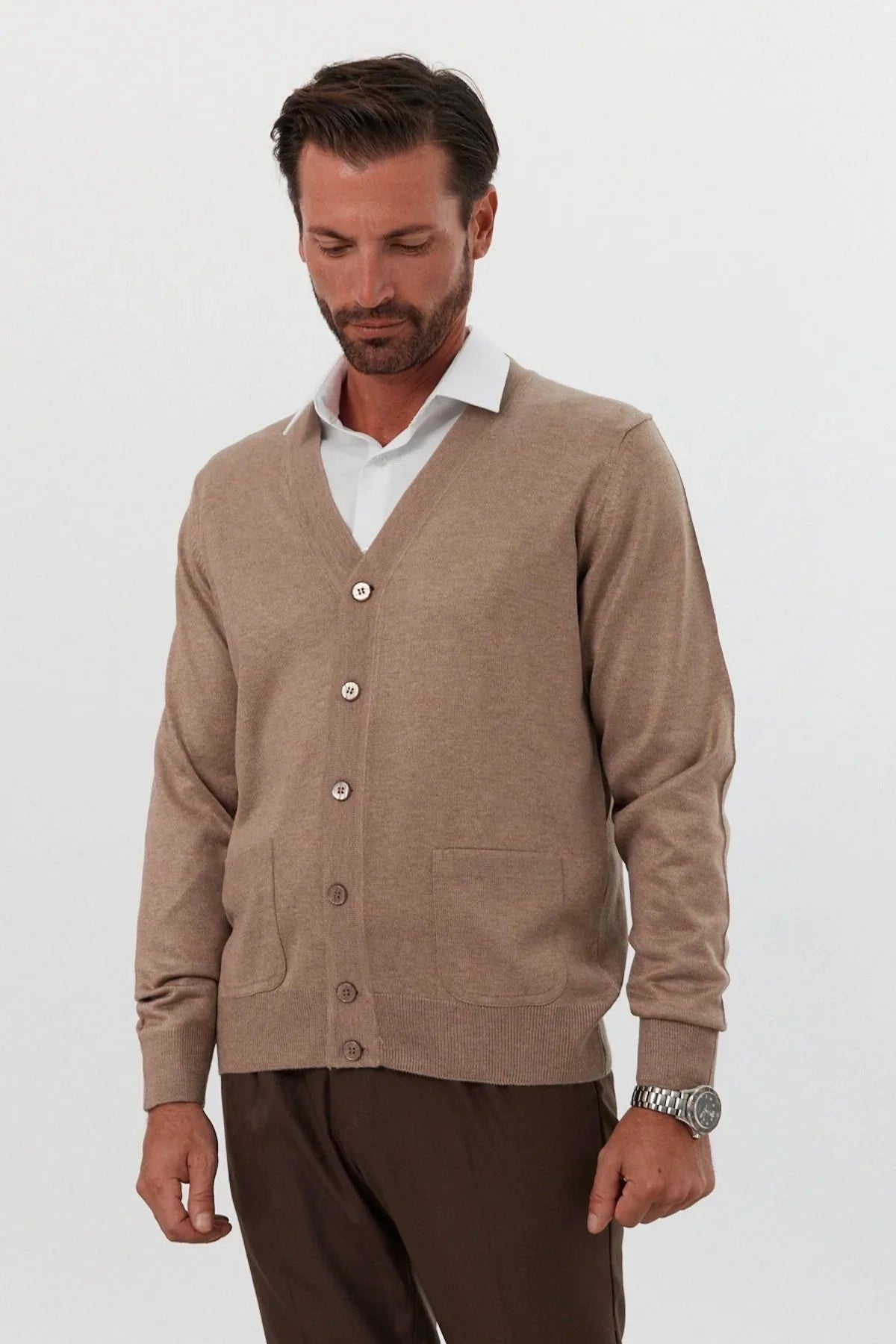 Erkek Standart Fit Normal Kesim Cepli Triko Hırka - Livio Ferri