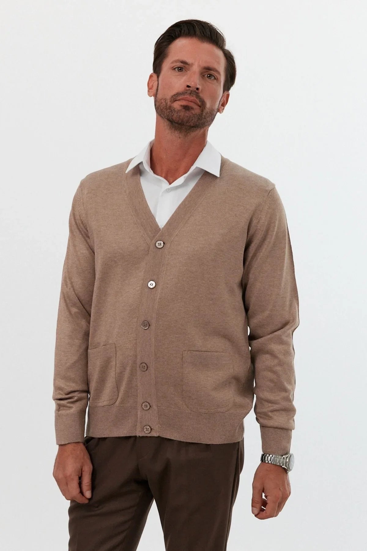 Erkek Standart Fit Normal Kesim Cepli Triko Hırka - Livio Ferri