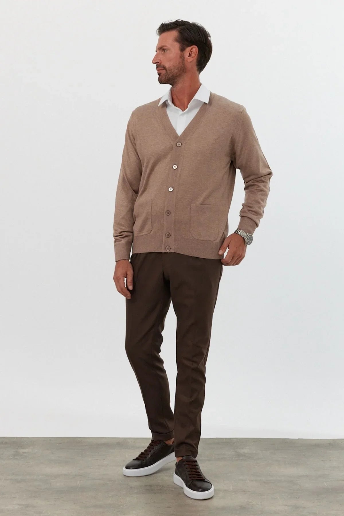 Erkek Standart Fit Normal Kesim Cepli Triko Hırka - Livio Ferri