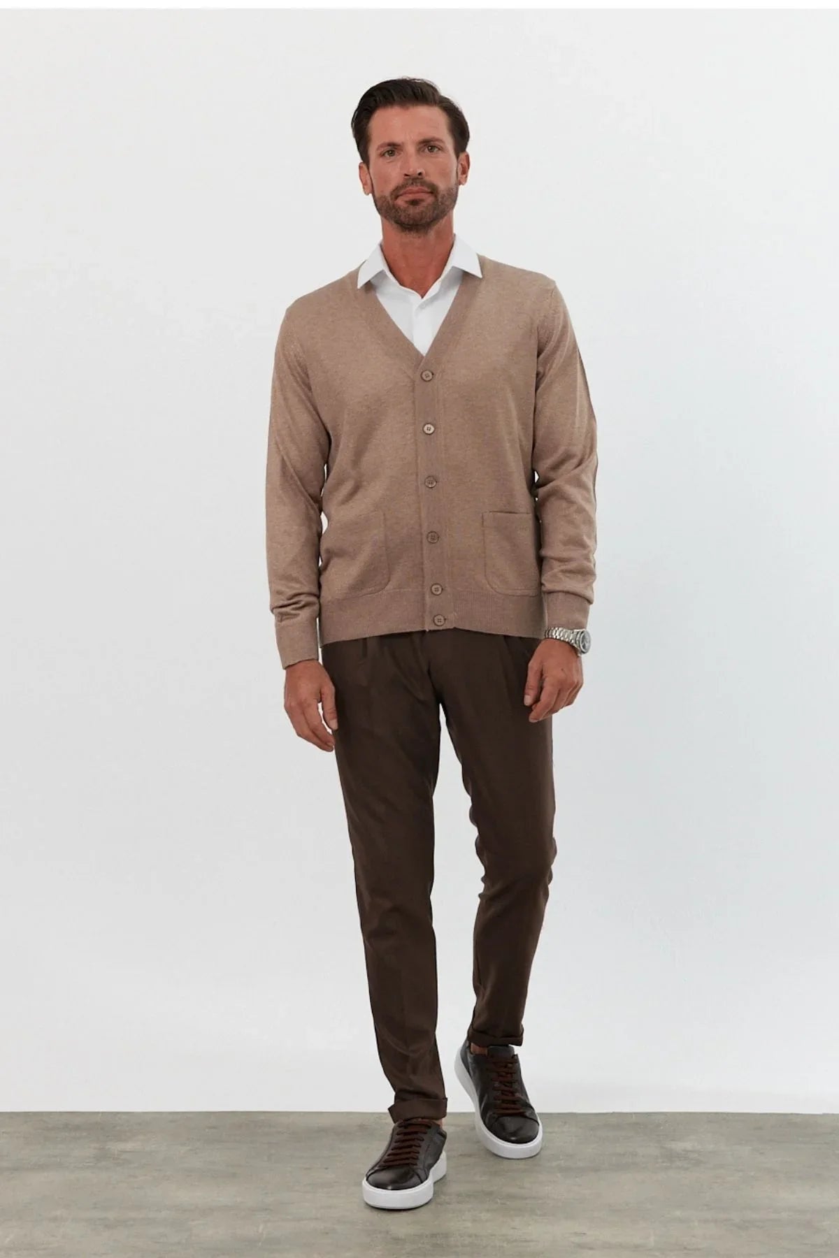 Erkek Standart Fit Normal Kesim Cepli Triko Hırka - Livio Ferri