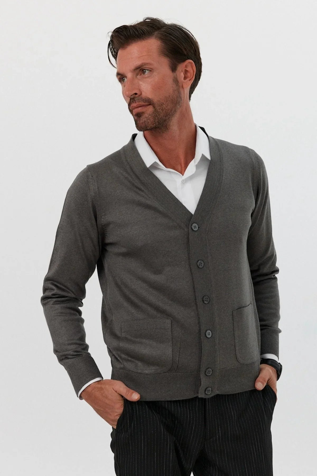 Erkek Standart Fit Normal Kesim Cepli Triko Hırka - Livio Ferri