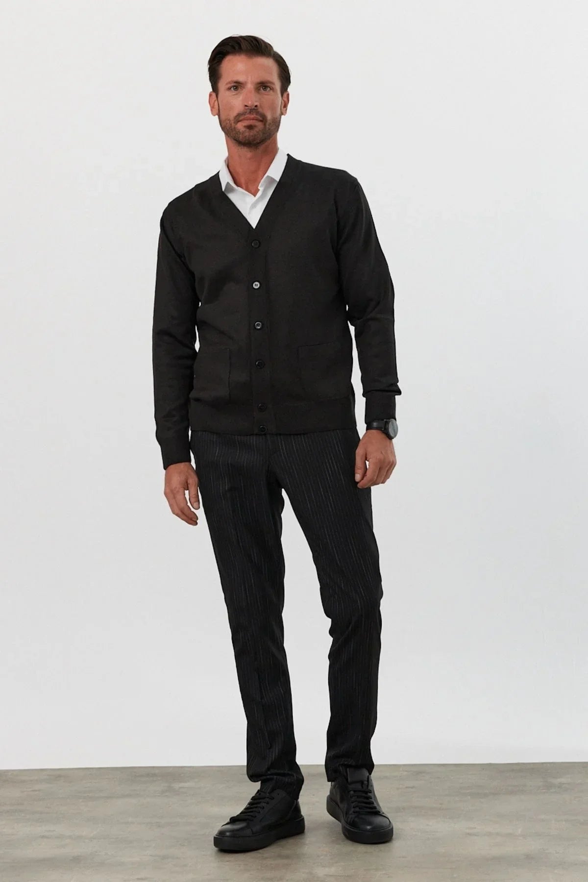 Erkek Standart Fit Normal Kesim Cepli Triko Hırka - Livio Ferri