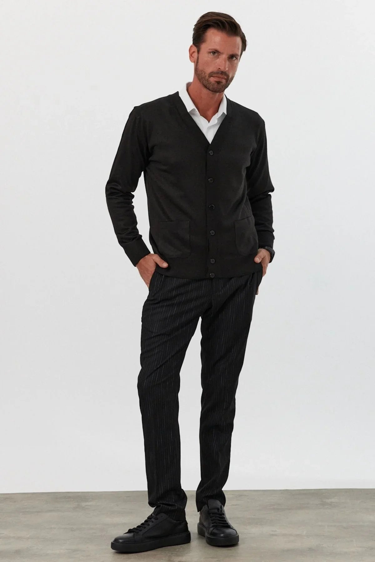 Erkek Standart Fit Normal Kesim Cepli Triko Hırka - Livio Ferri