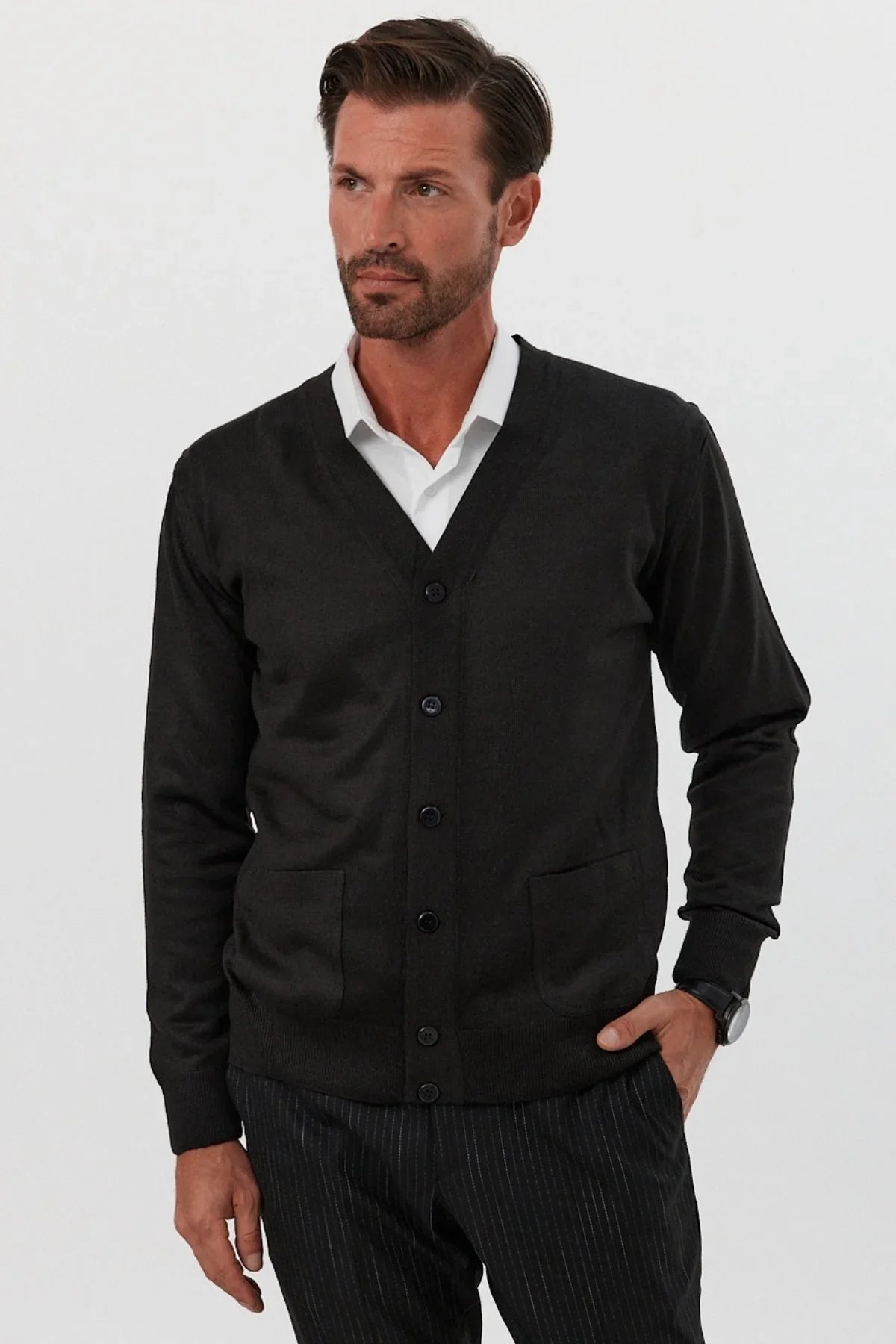 Erkek Standart Fit Normal Kesim Cepli Triko Hırka - Livio Ferri