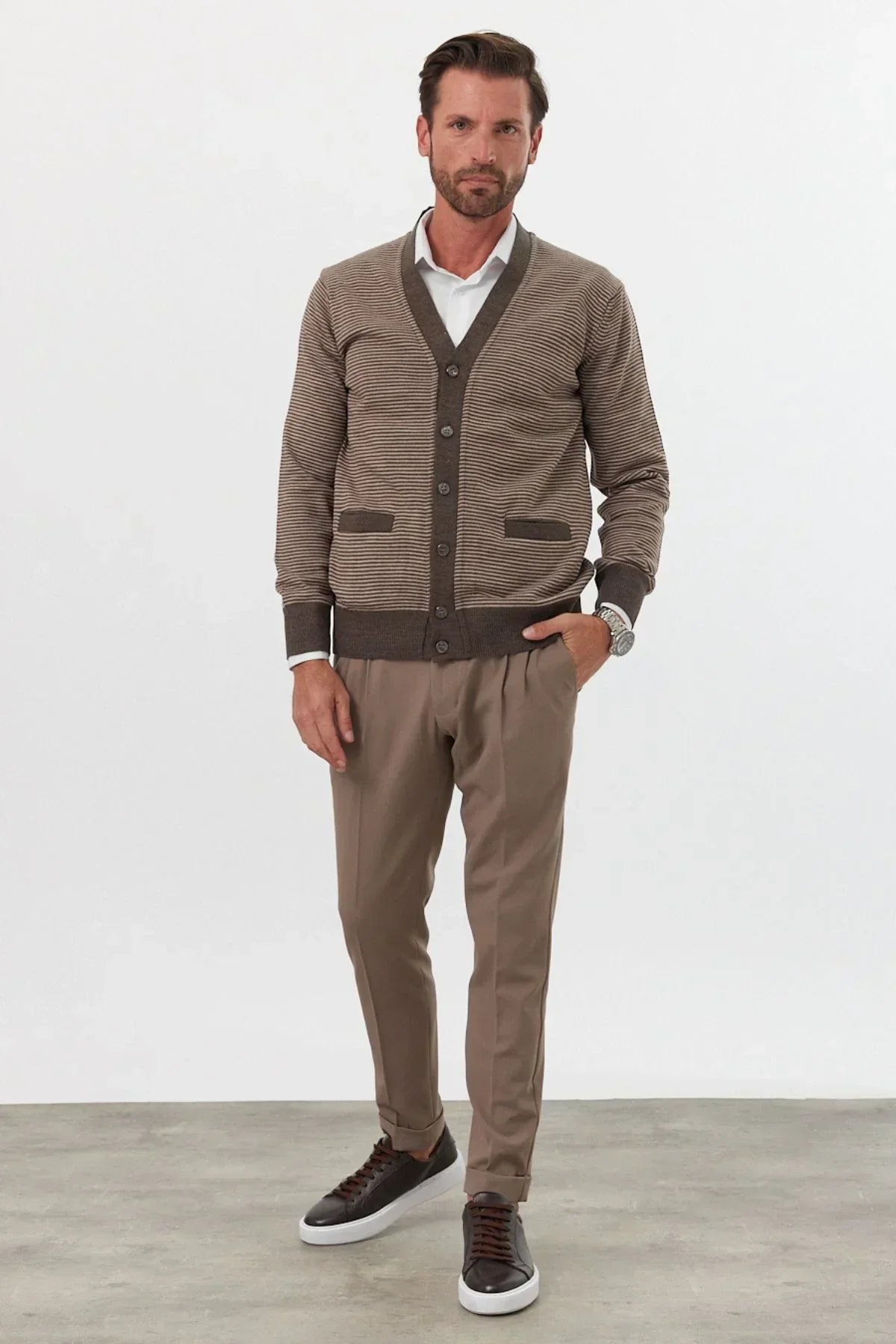 erkek-standart-fit-normal-kesim-cepli-hirka-triko-kazak-18850 - Livio Ferri