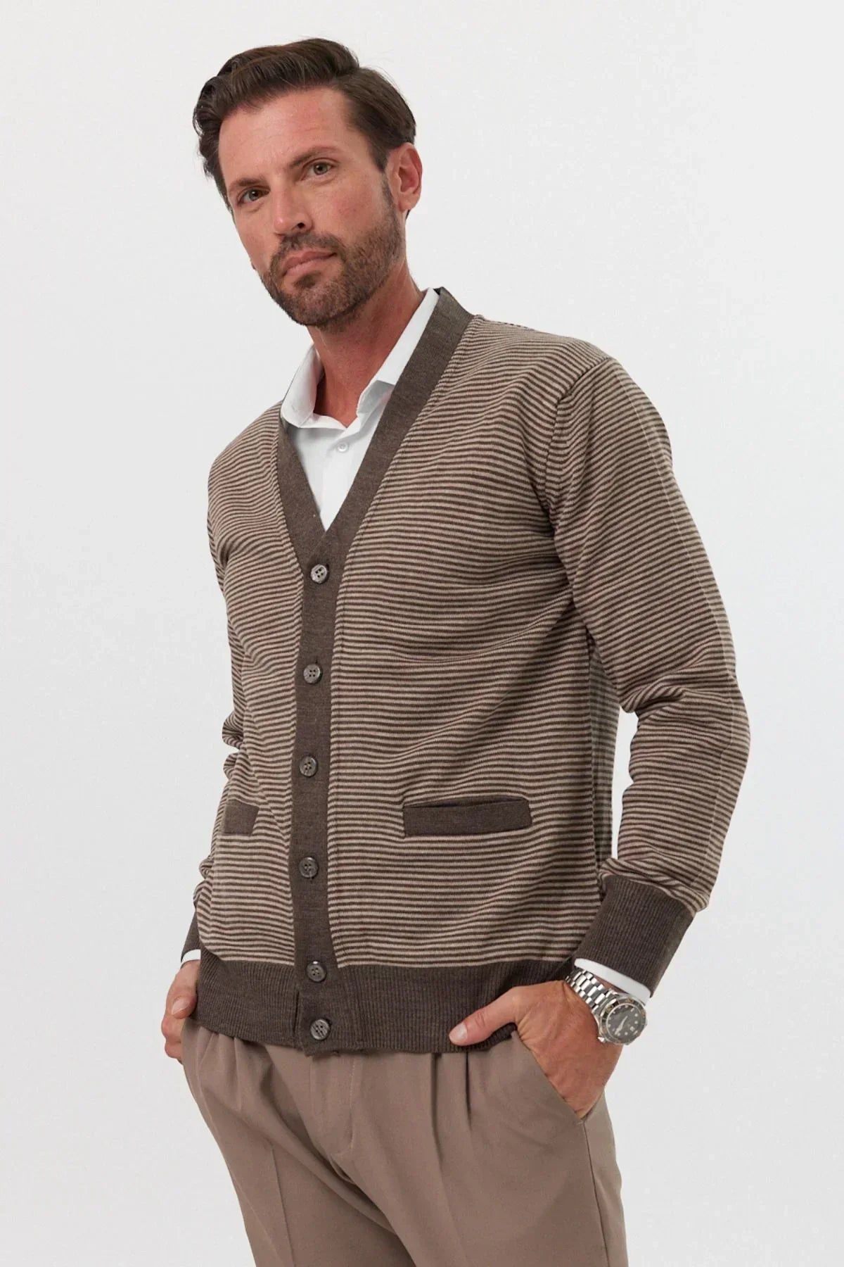 erkek-standart-fit-normal-kesim-cepli-hirka-triko-kazak-18851 - Livio Ferri