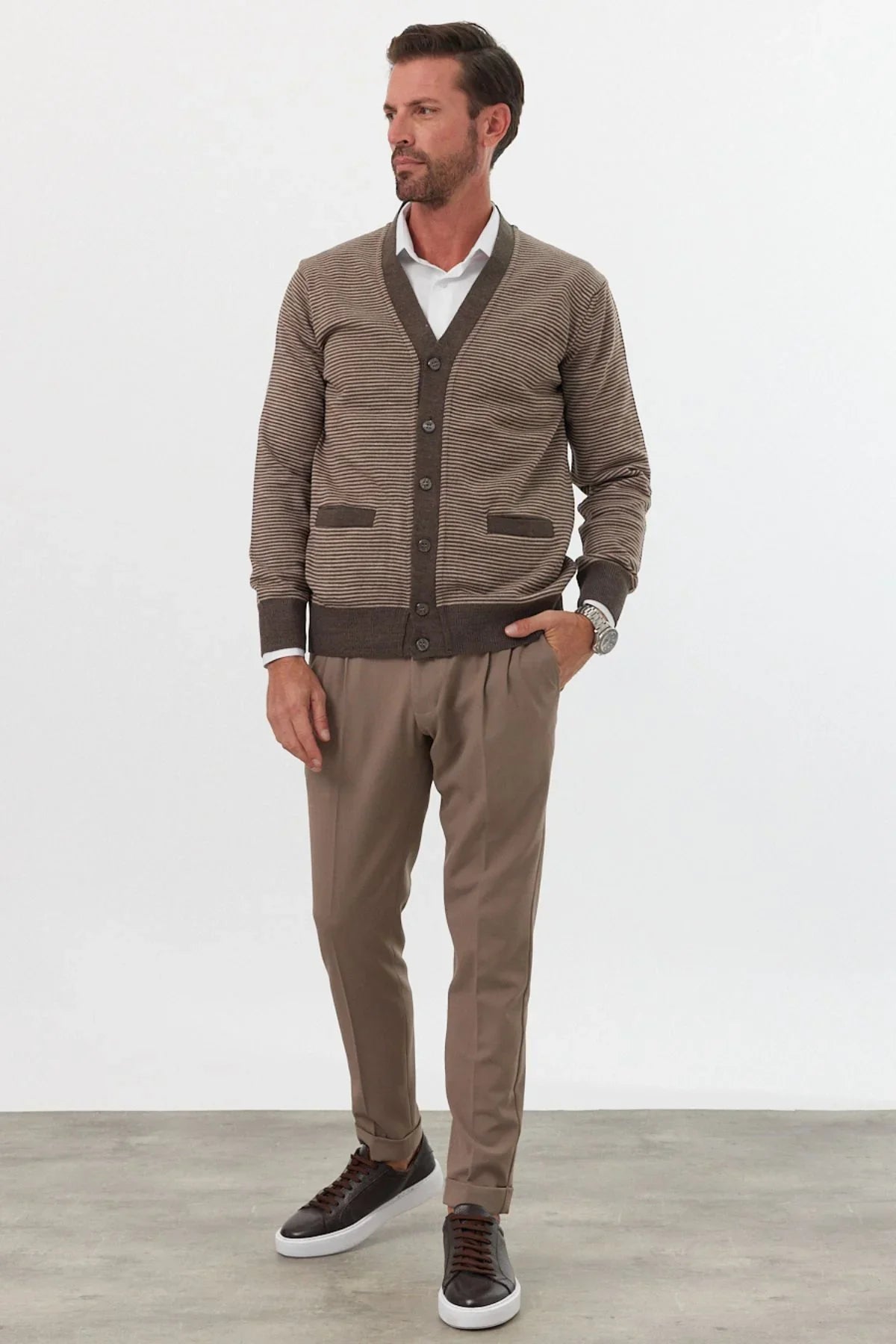 Erkek Standart Fit Normal Kesim Cepli Hırka Triko - Livio Ferri