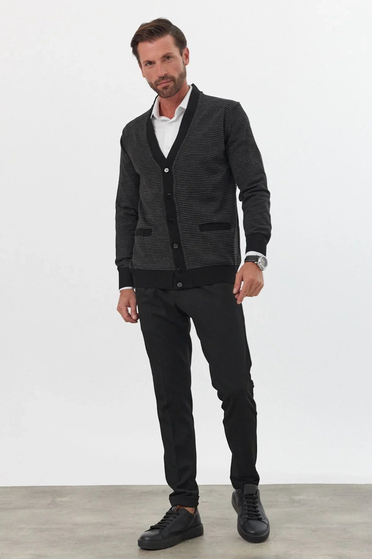 Erkek Standart Fit Normal Kesim Cepli Hırka Triko - Livio Ferri