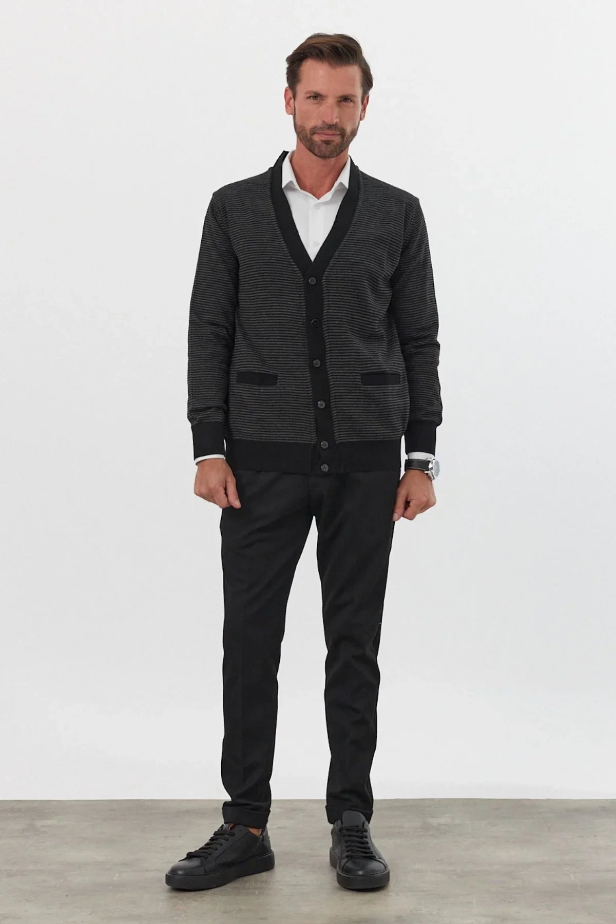 Erkek Standart Fit Normal Kesim Cepli Hırka Triko - Livio Ferri