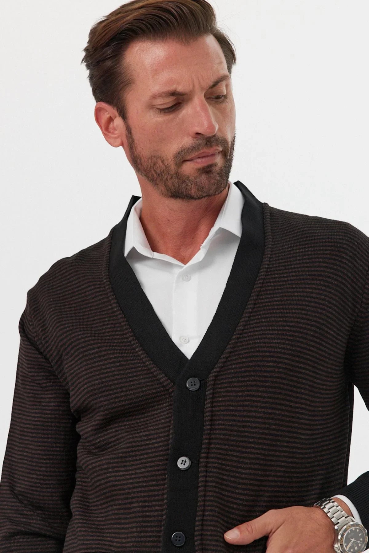 Erkek Standart Fit Normal Kesim Cepli Hırka Triko - Livio Ferri