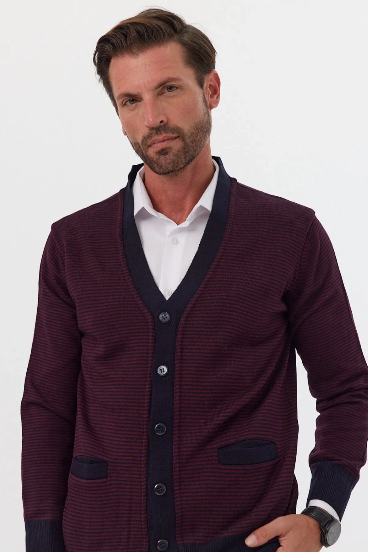 Erkek Standart Fit Normal Kesim Cepli Hırka Triko - Livio Ferri