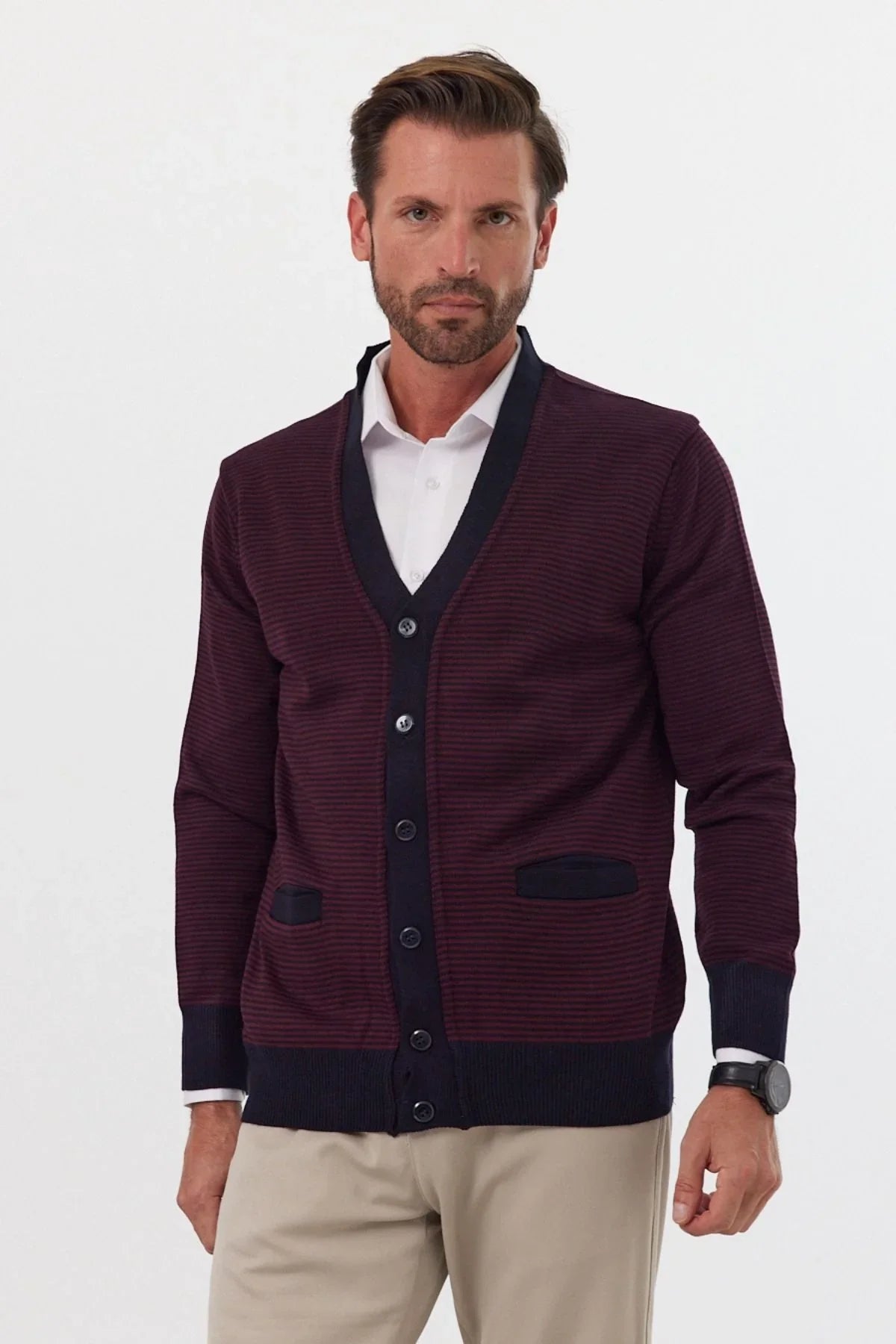 Erkek Standart Fit Normal Kesim Cepli Hırka Triko - Livio Ferri