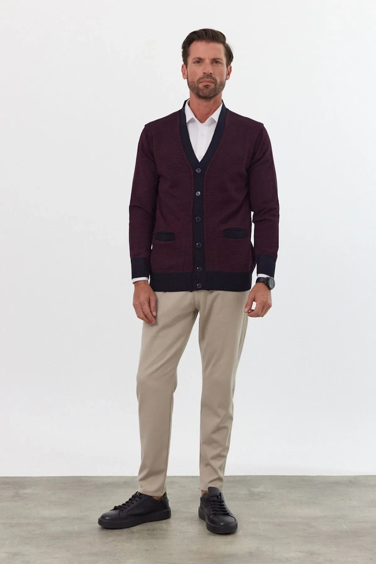 Erkek Standart Fit Normal Kesim Cepli Hırka Triko - Livio Ferri