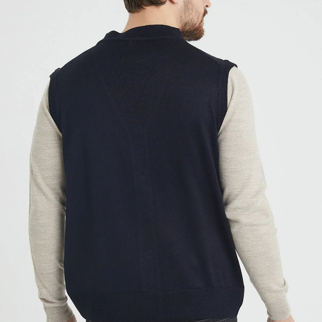 Erkek Standart Fit Normal Kesim Cepli Triko Yelek Triko Kazak