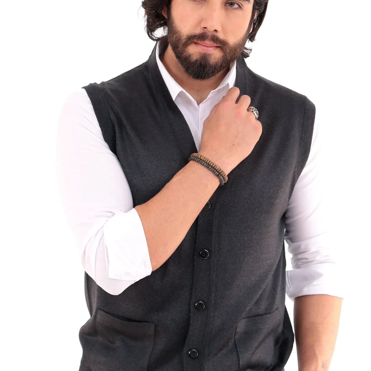 Erkek Standart Fit Normal Kesim Cepli Triko Yelek Triko Kazak - Livio Ferri