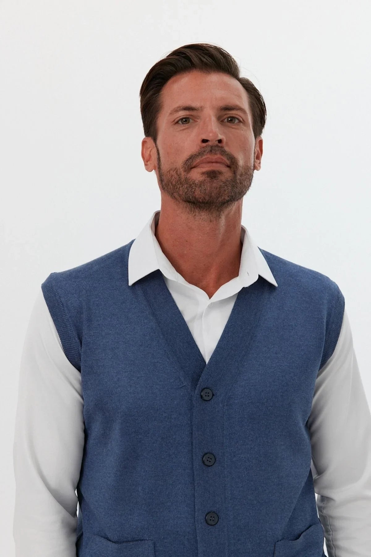 Erkek Standart Fit Normal Kesim Cepli Triko Yelek Triko Kazak - Livio Ferri