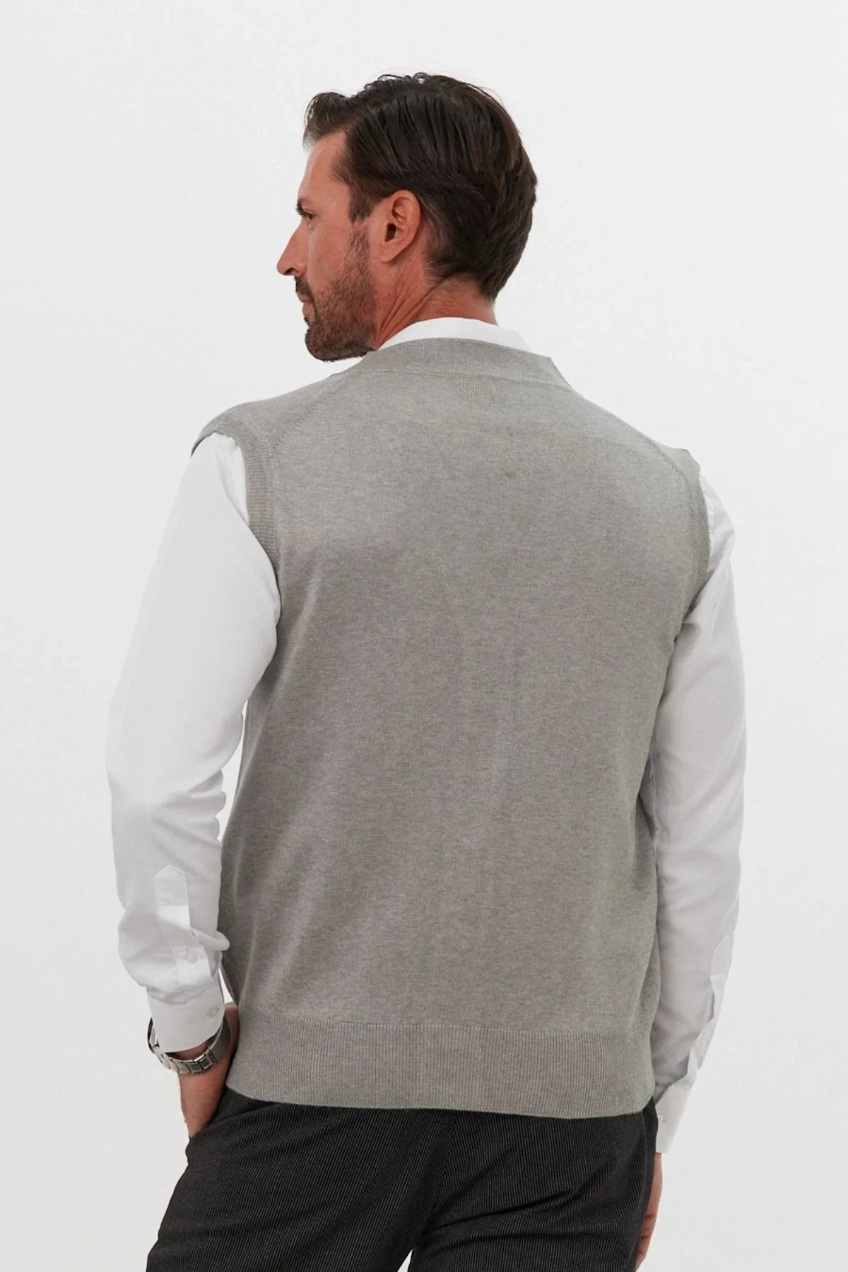 Erkek Standart Fit Normal Kesim Cepli Triko Yelek Triko Kazak - Livio Ferri