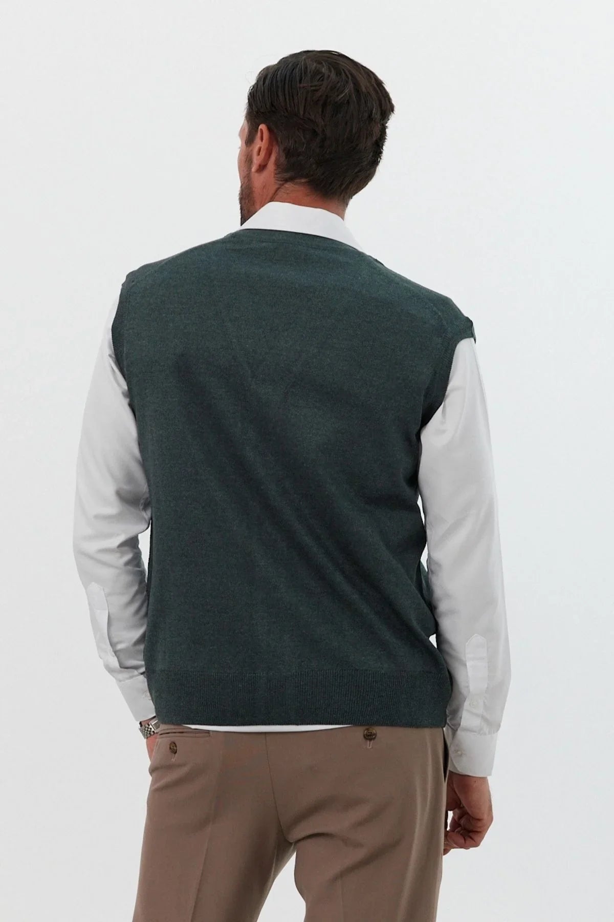 Erkek Standart Fit Normal Kesim Cepli Triko Yelek Triko Kazak - Livio Ferri