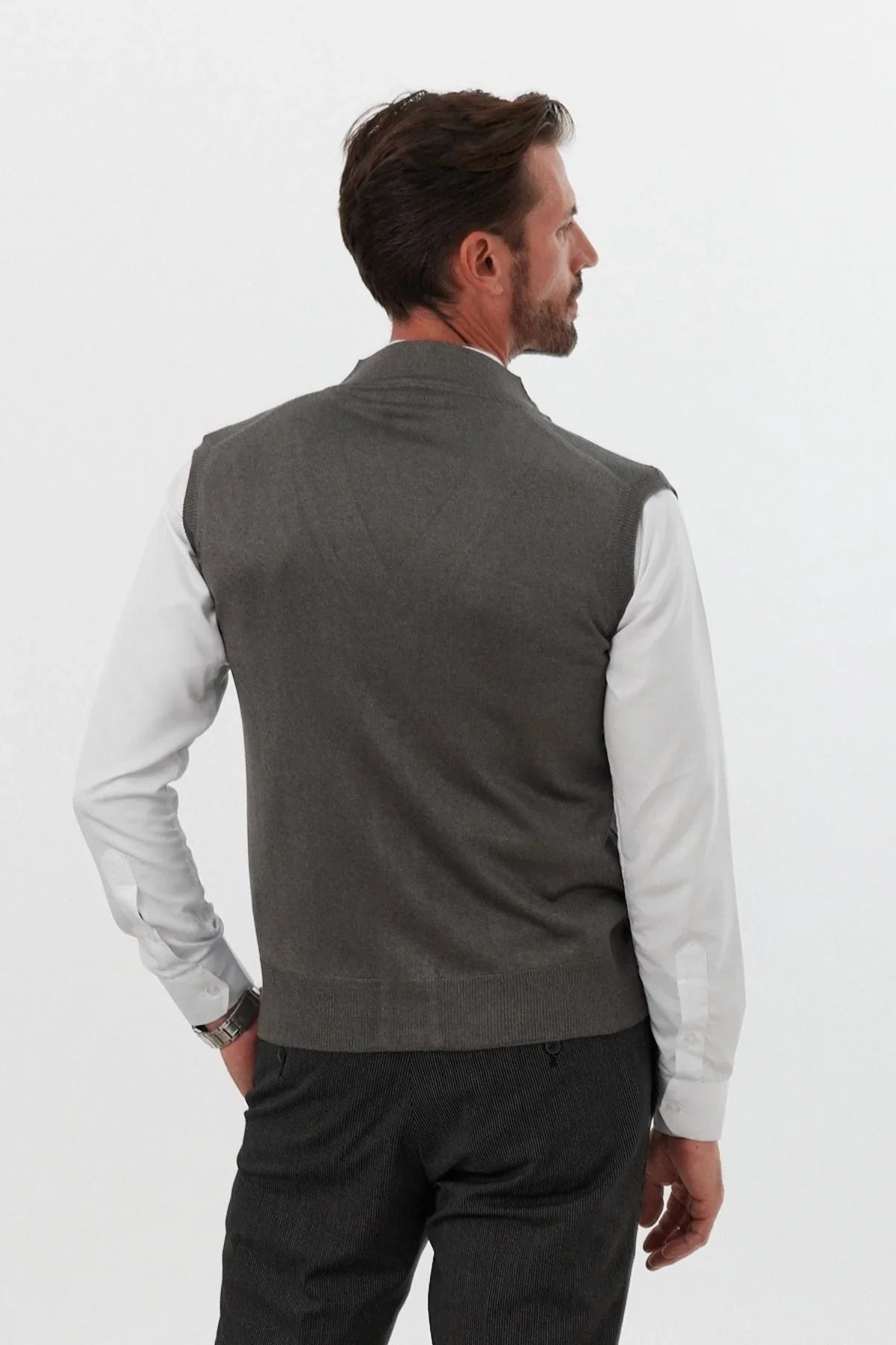 Erkek Standart Fit Normal Kesim Cepli Triko Yelek Triko Kazak - Livio Ferri