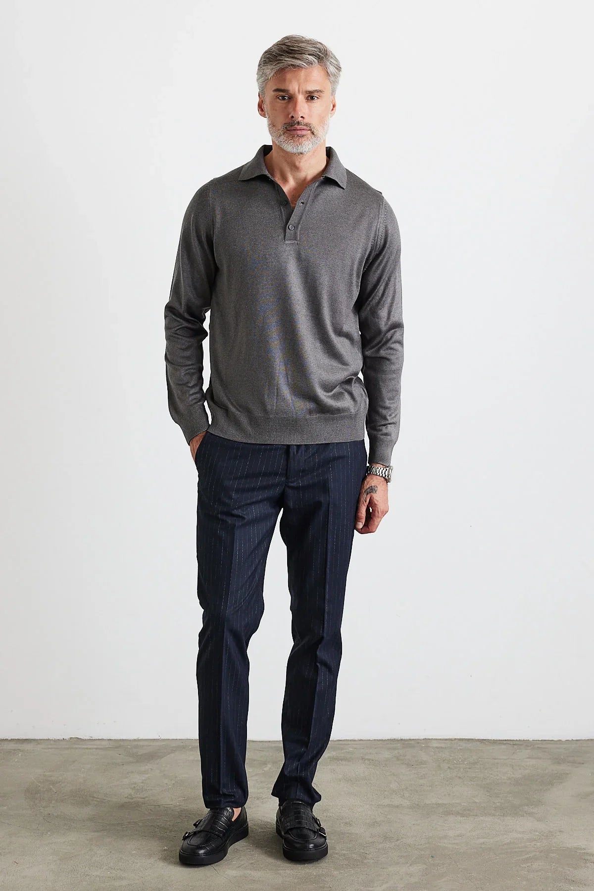 Erkek Standart Fit Normal Kesim Polo Yaka Triko Kazak - Livio Ferri