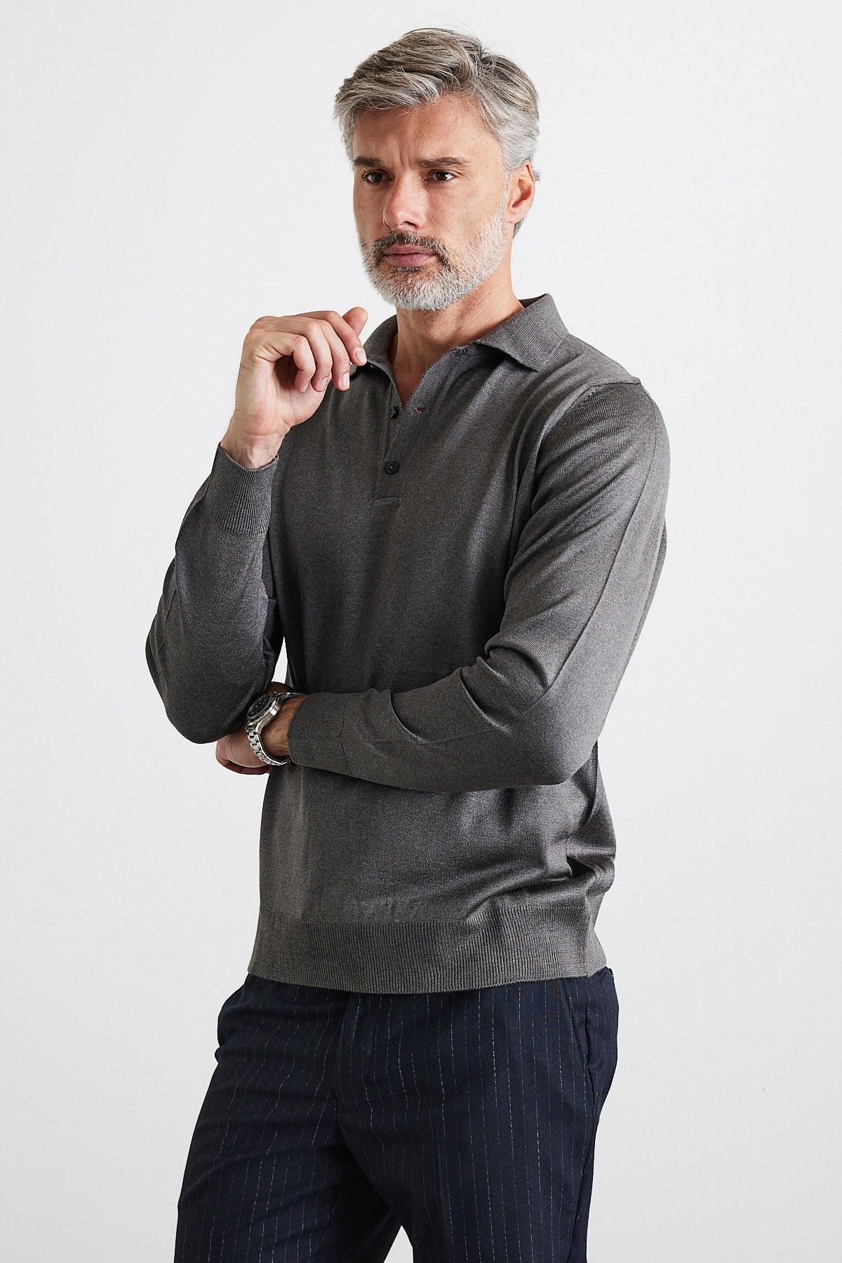 Erkek Standart Fit Normal Kesim Polo Yaka Triko Kazak - Livio Ferri