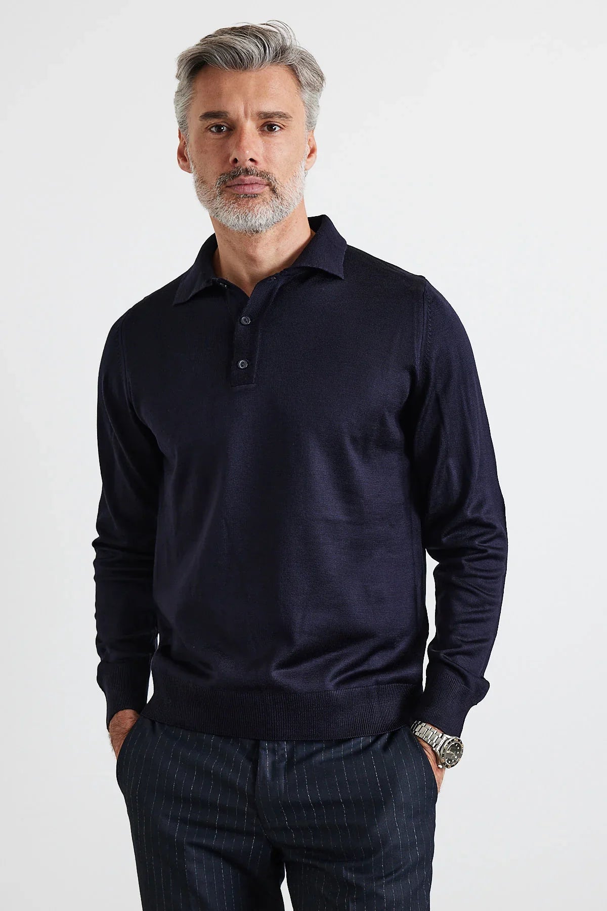 Erkek Standart Fit Normal Kesim Polo Yaka Triko Kazak - Livio Ferri