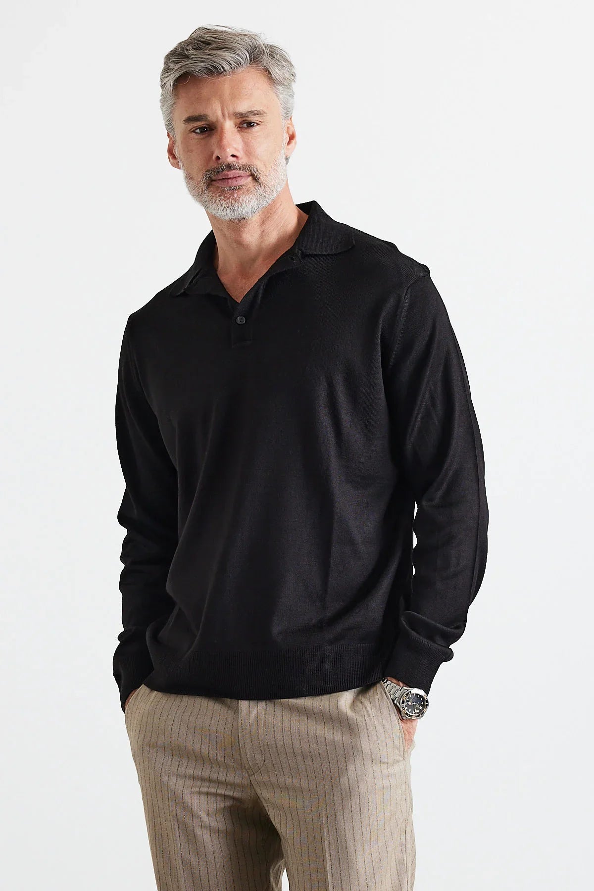 Erkek Standart Fit Normal Kesim Polo Yaka Triko Kazak - Livio Ferri