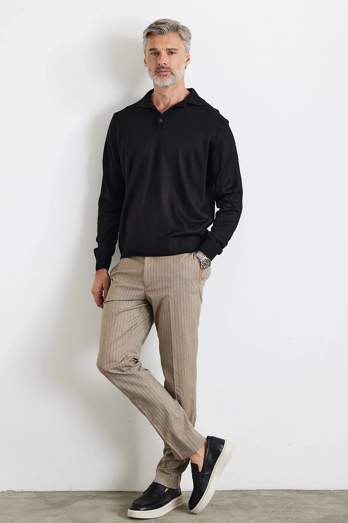 Erkek Standart Fit Normal Kesim Polo Yaka Triko Kazak - Livio Ferri