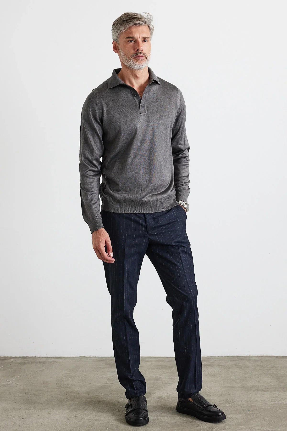 Erkek Standart Fit Normal Kesim Polo Yaka Triko Kazak - Livio Ferri