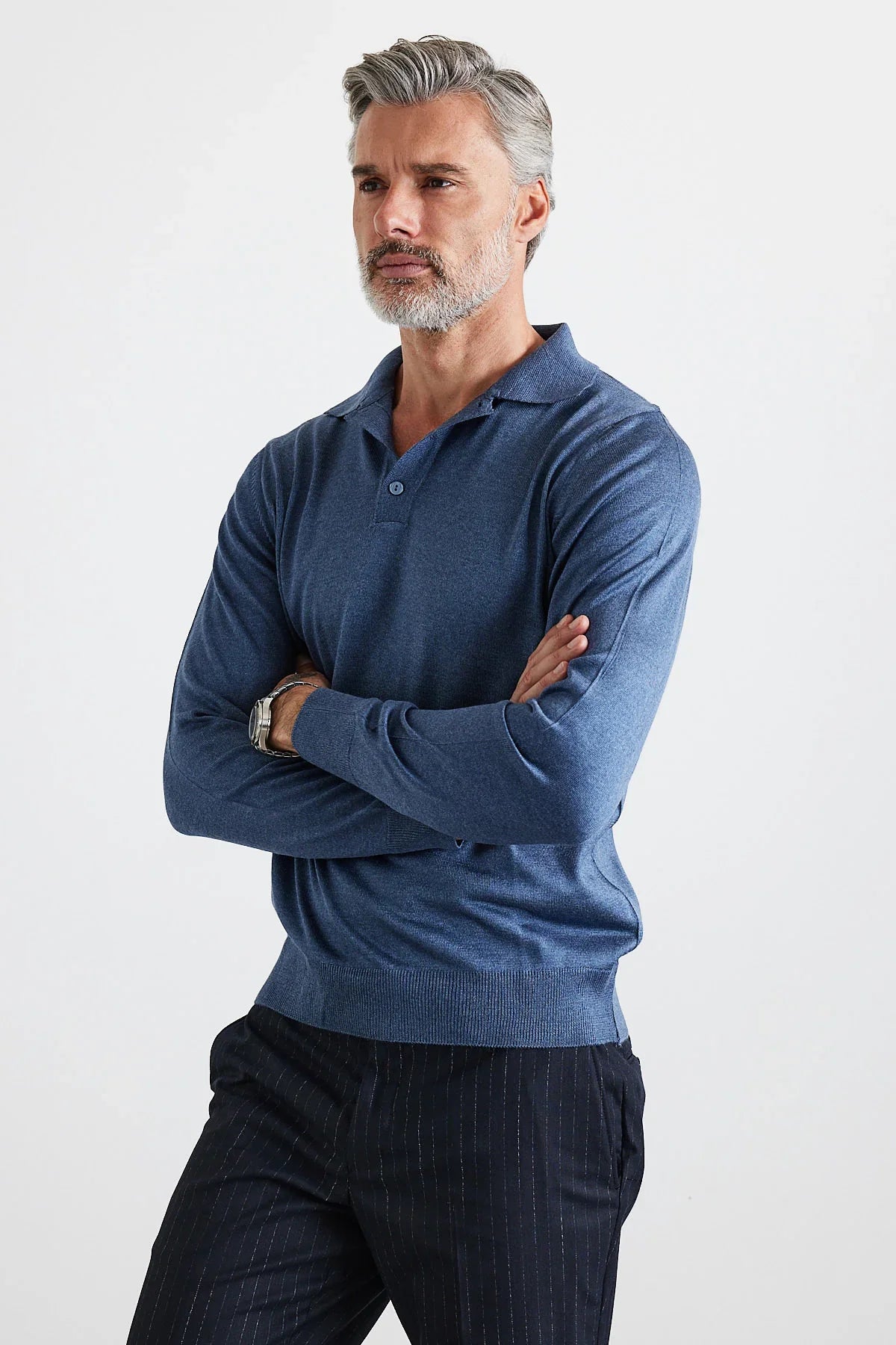 Erkek Standart Fit Normal Kesim Polo Yaka Triko Kazak - Livio Ferri