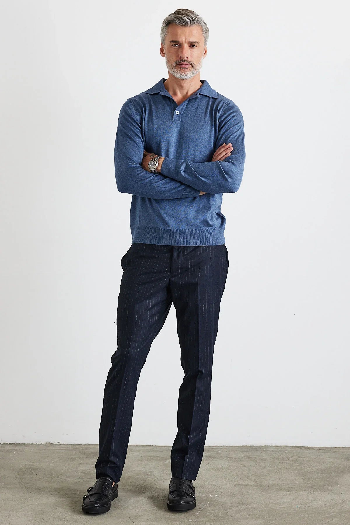 Erkek Standart Fit Normal Kesim Polo Yaka Triko Kazak - Livio Ferri