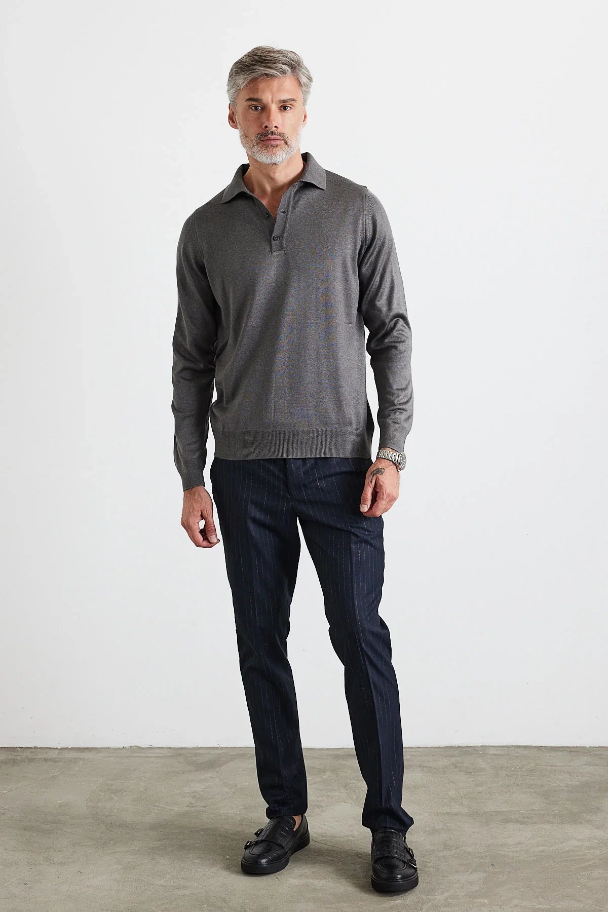 Erkek Standart Fit Normal Kesim Polo Yaka Triko Kazak - Livio Ferri