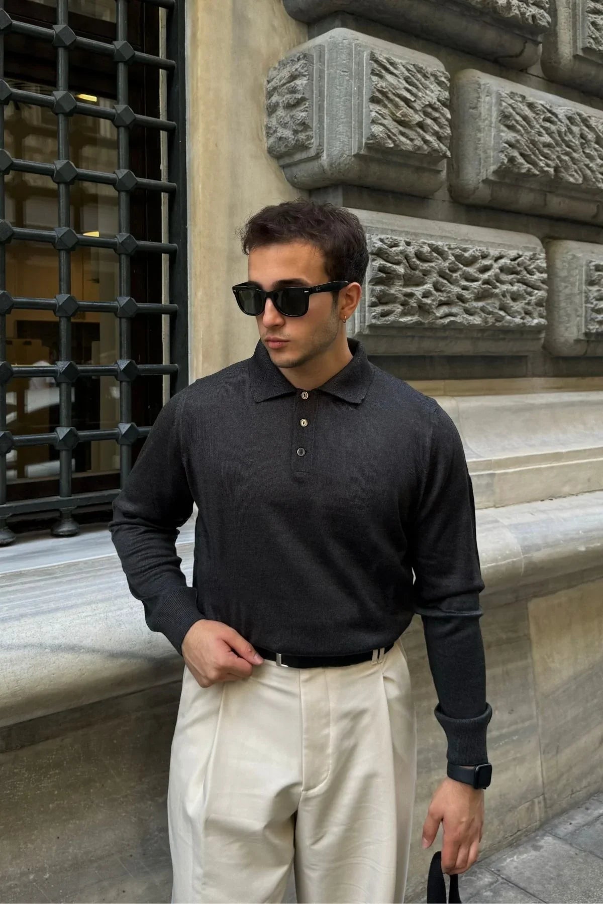 Erkek Standart Fit Normal Kesim Polo Yaka Triko Kazak - Livio Ferri