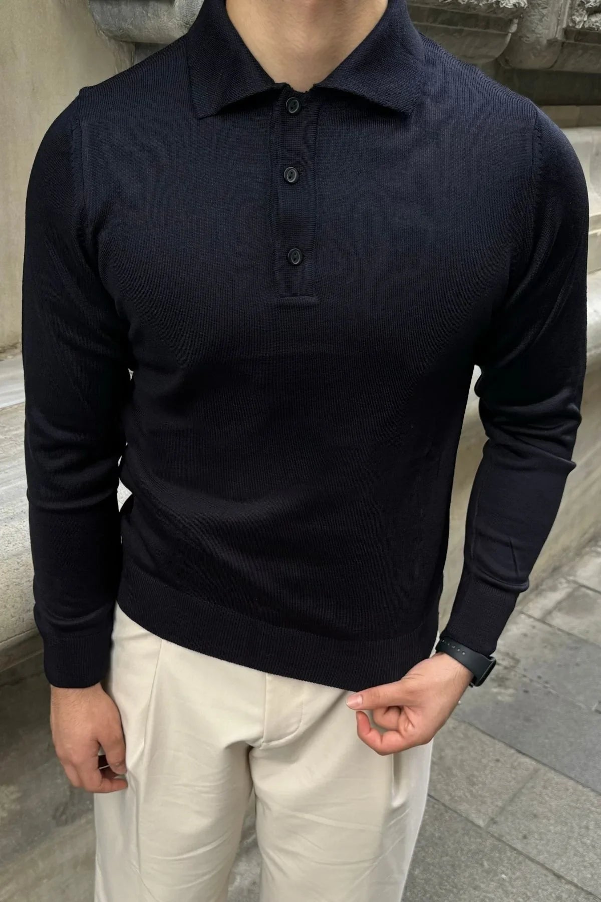 Erkek Standart Fit Normal Kesim Polo Yaka Triko Kazak - Livio Ferri