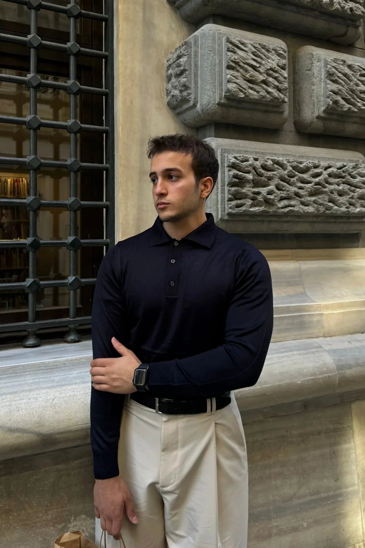 erkek-standart-fit-normal-kesim-gomlek-polo-yaka-triko-kazak-20033 - Livio Ferri