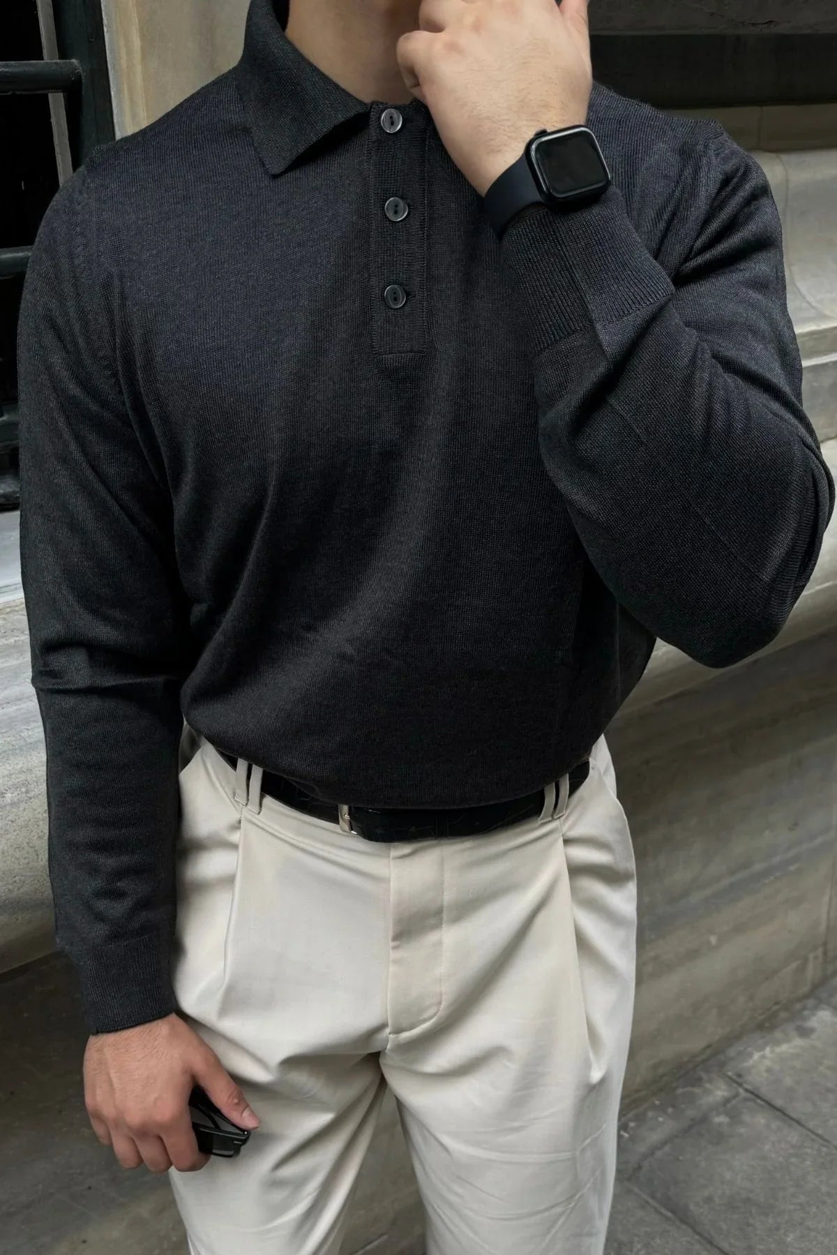 Erkek Standart Fit Normal Kesim Polo Yaka Triko Kazak - Livio Ferri