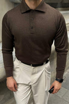 erkek-standart-fit-normal-kesim-gomlek-polo-yaka-triko-kazak-20041 - Livio Ferri