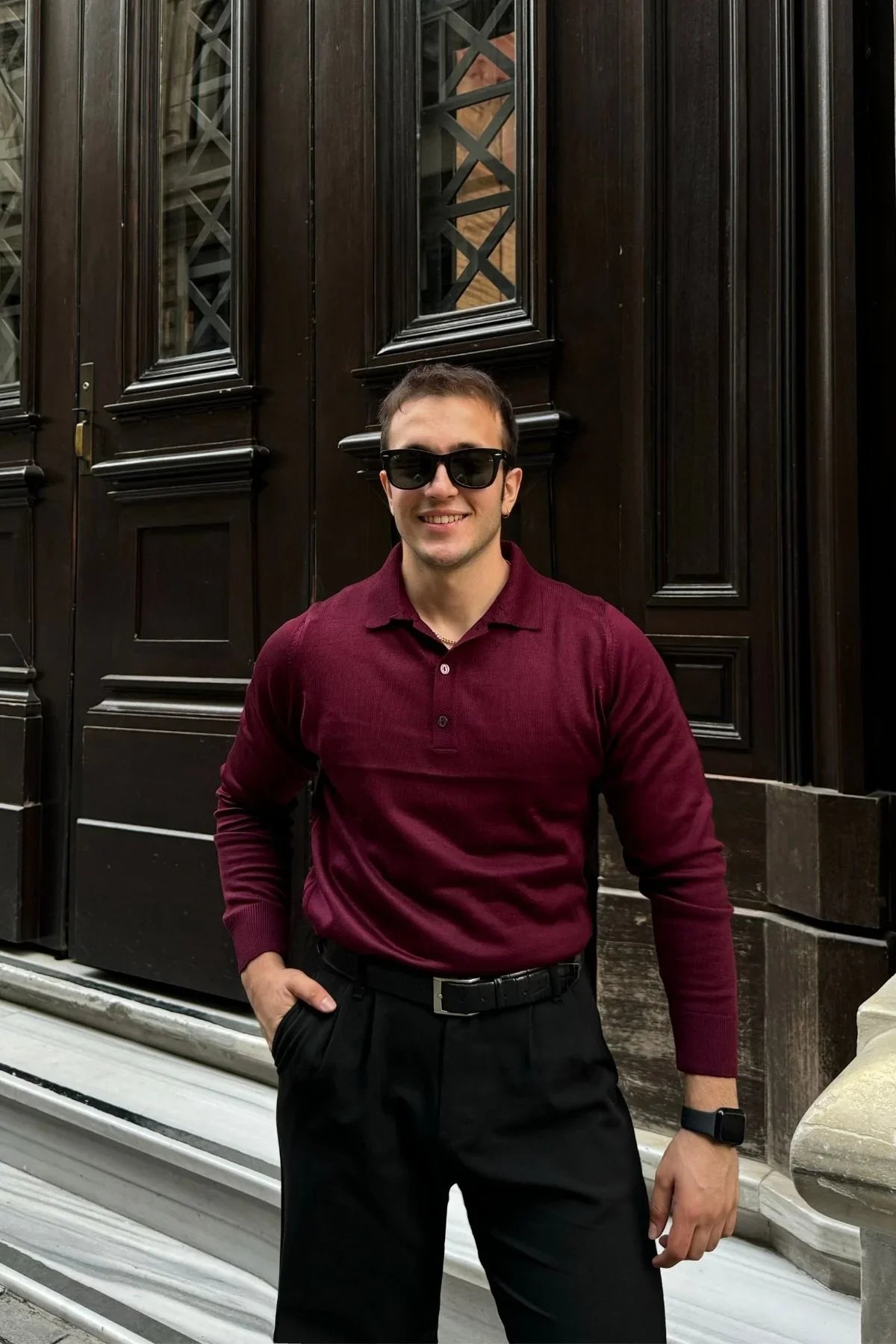 Erkek Standart Fit Normal Kesim Polo Yaka Triko Kazak - Livio Ferri