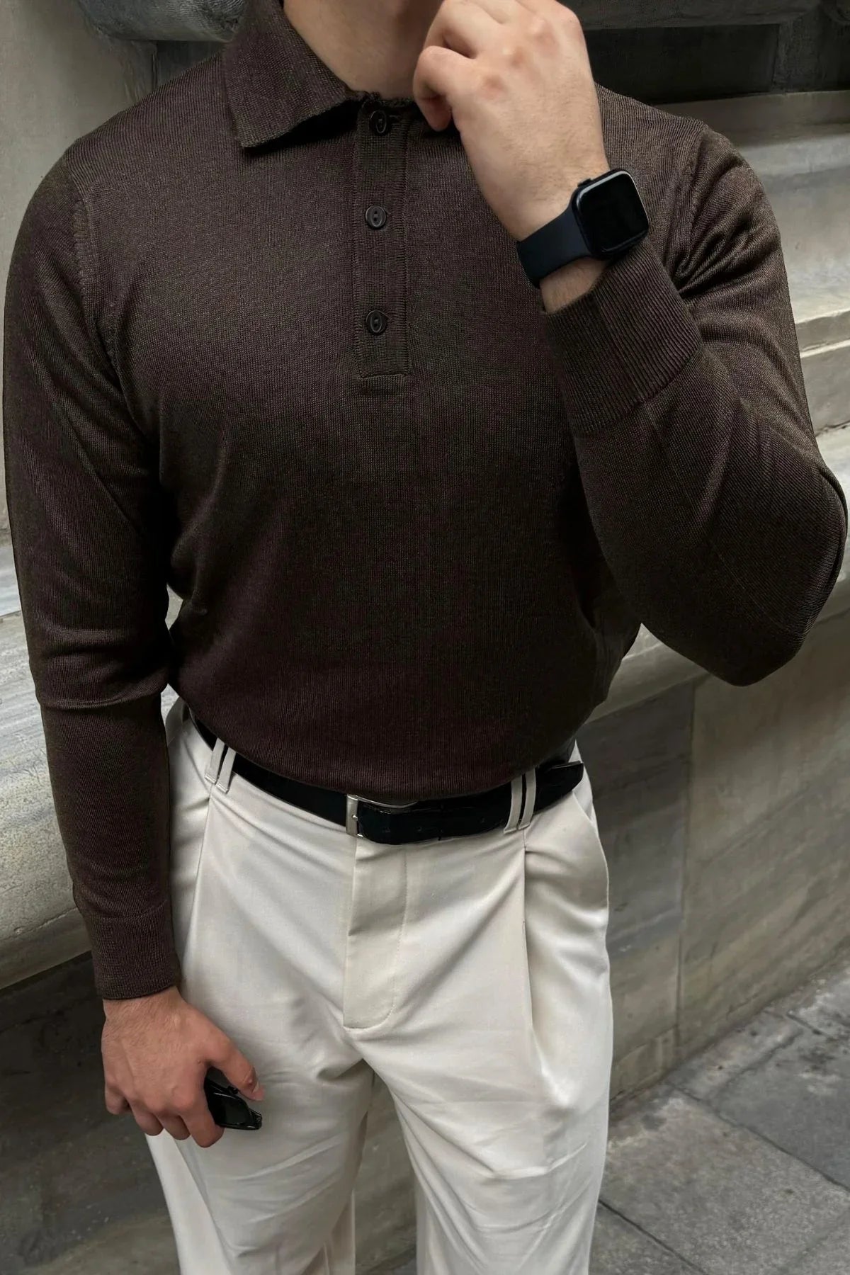 Erkek Standart Fit Normal Kesim Polo Yaka Triko Kazak - Livio Ferri